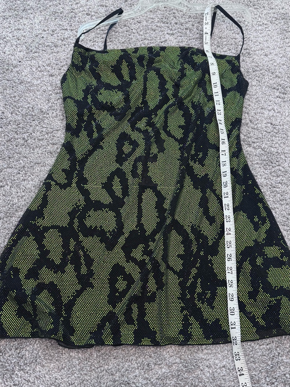 Oh Polly Dianara Green Snake-Print Sequin Mini Dress - Picture 8 of 9